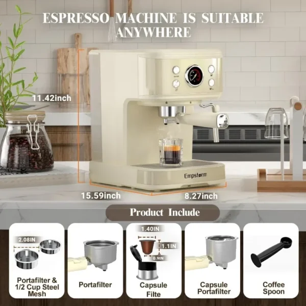 Empstorm Espresso Machine 20 Bar 2 IN 1 - Image 4